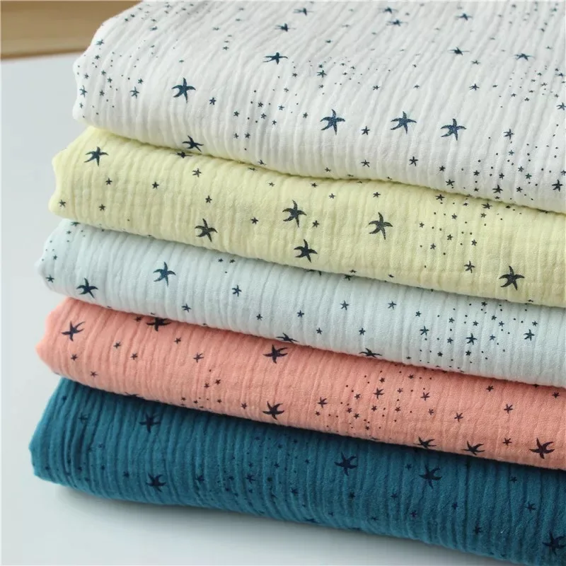 

100 Meters 100% Cotton Pattern Double Gauze Soft Fabric 140 cm 55'' Width 125 Bsm Baby Blanket Sewing Fabric Wholesale CD05A