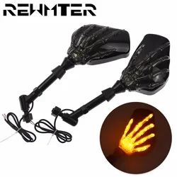 Motorcycle Side Rear View Mirrors 8mm 10mm Rearview Mirror Universal LED Rearview Mirror For Harley Touring Sportster XL Softail