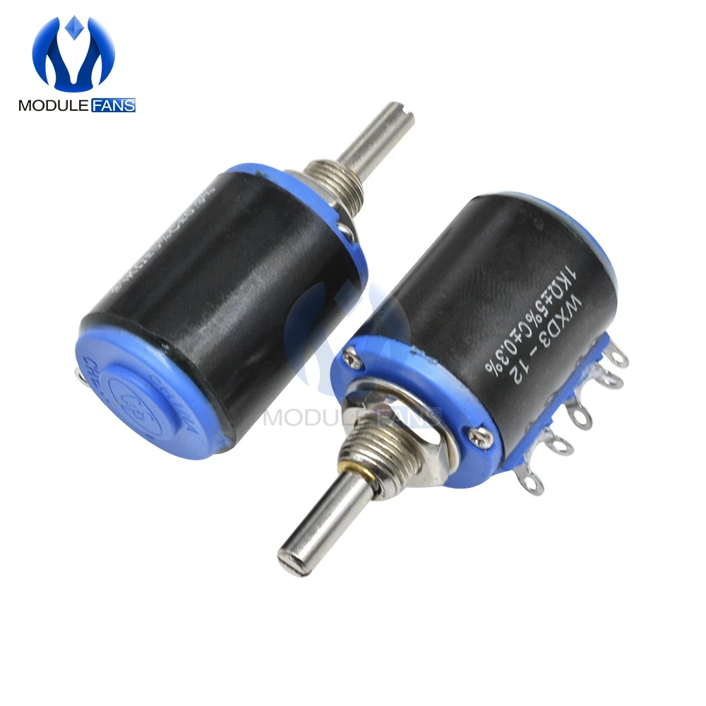 WXD3-12-1W 권선 전위차계 저항 옴 10 회전 선형 회전 전위차계 5% + 5% -5% Diy 전자