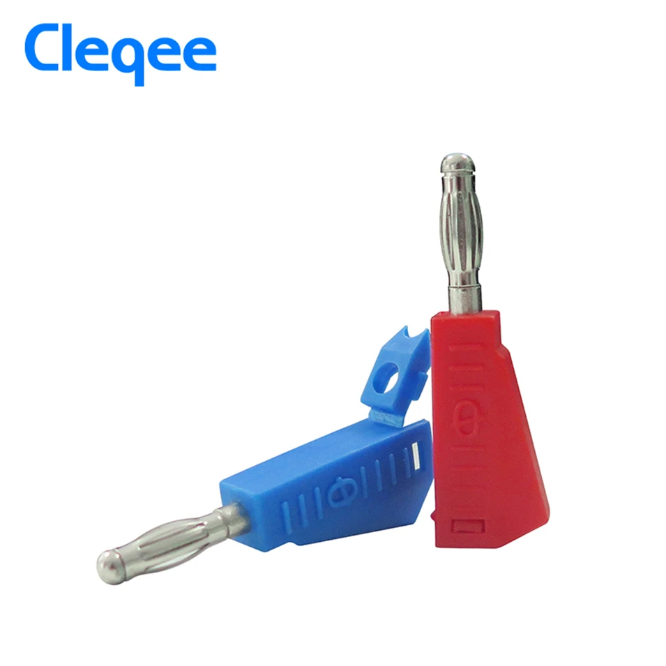 Cleqee P3002 10pcs 4mm Stackable Nickel plated Speaker banana plug connector Test Probe Binding Post Red Black Yellow Green Blue