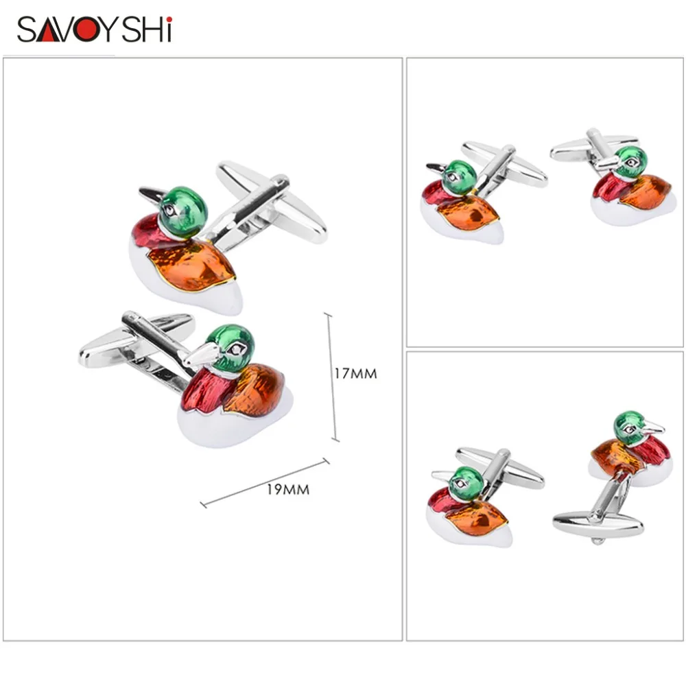 SAVOYSHI Mandarin Duck Love Cufflinks for Men Shirt Cuffs High Quality Enamel Cuff links Wedding Grooms Gift Male Jewelry