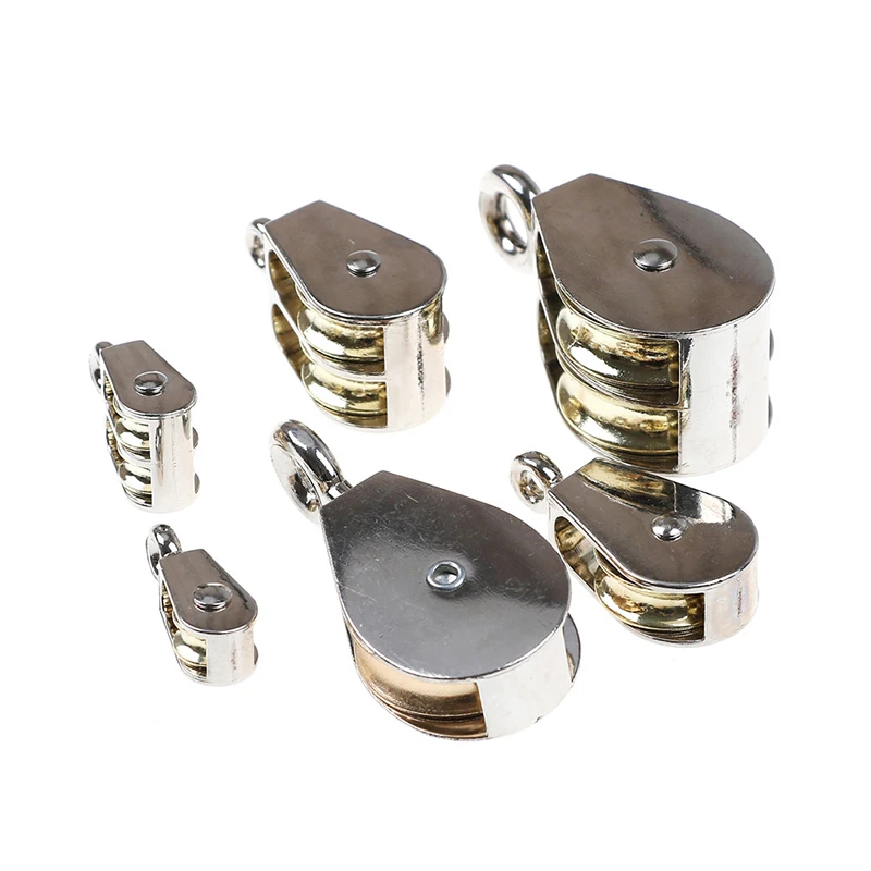 1PCS 36/52/75mm Metal sheave Zinc alloy fixed pulley crown block and tackle Lifting wheel Mini Single/Double Pulley for DIY