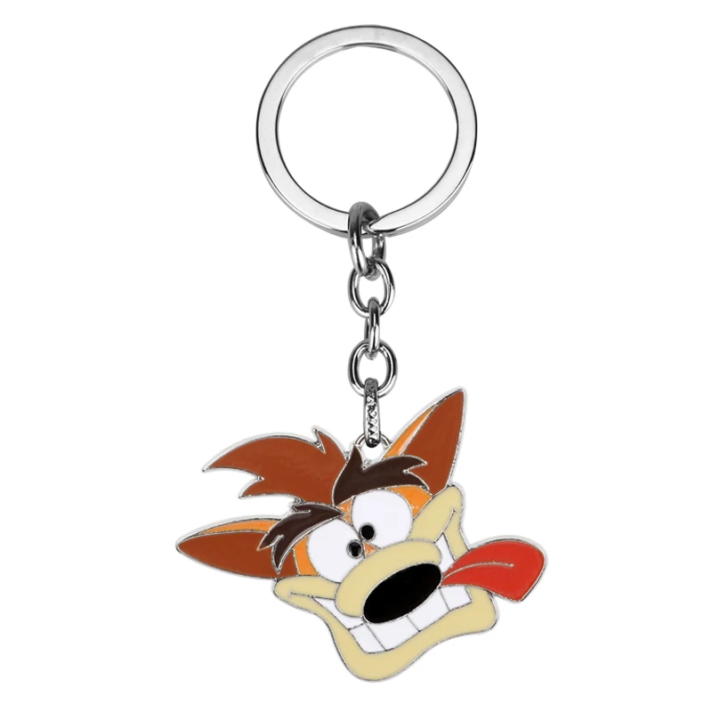 Game Crash Bandicoot Pendant Keychain Power Armor Cosplay Keyring Accessories Anime Figure Model Carton Dog Keychain Holder