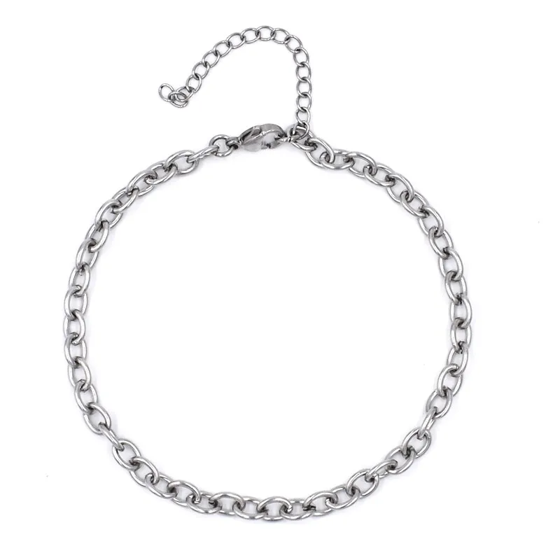 

BULK 50 Stainless Steel Link Chain Bracelet with Lobster Clasp 17+5cm Chain for Charms Fashion Women Jewelry Finding Accessories