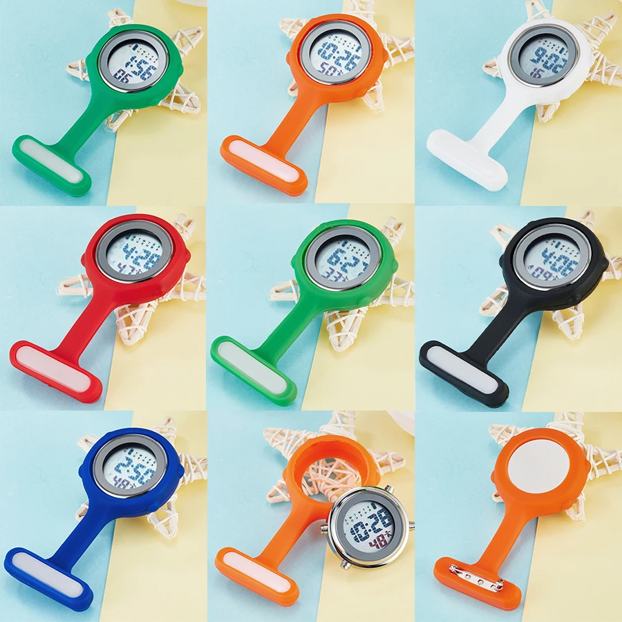 Fashion New Digital Nurse Watch Alarm Stopwatch Silicone Medical Lapel Doctor Brooch Pocket Watch Clip-in Quartz Fob Nurse Watch