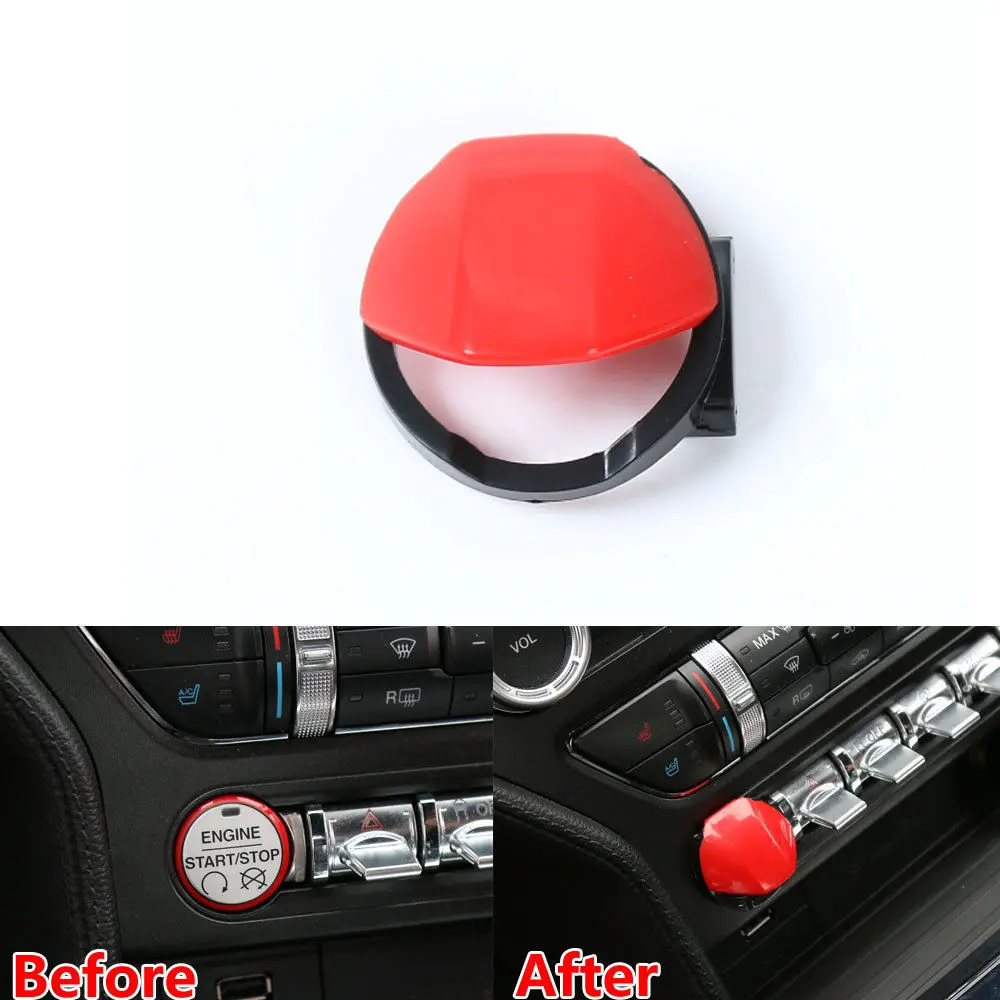 

BBQ@FUKA Decoration Engine Start Stop Switch Button Cover Cap Red Fit For Ford Mustang 2015-2017 Car accessories