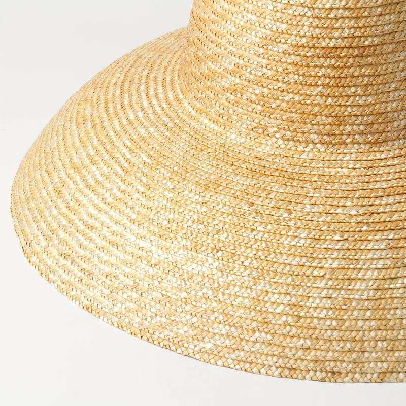 USPOP 2020 New summer hats for women natural wheat straw hats high flat top long ribbon lace-up sun hats wide brim beach hats