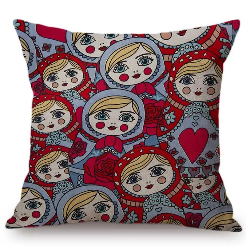 Carino Mosca Souvenir Matryoshka Russian Modello di Bambola Decorazione Della Casa Divano Coperte E Plaid Coperture Per Cuscini Russia Stile di Lino