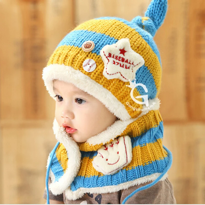 

Baby Girls Winter Hat Set Scarf Children'S Fashion Warm Plush Hat Kids Baby Boys Two-Piece Scarf Suit Warm Wool Knit Hat