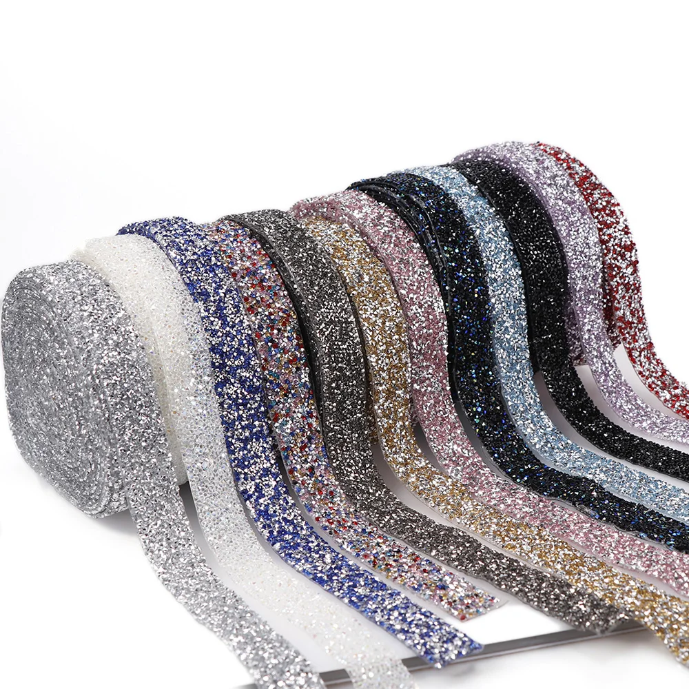 

1 Yard Multicolor Shining Sewing Trim Crystal Motif Strass Hot Fix Resin Rhinestone Ribbon Appliques Dresses Shoes 1/1.5/2/3cm