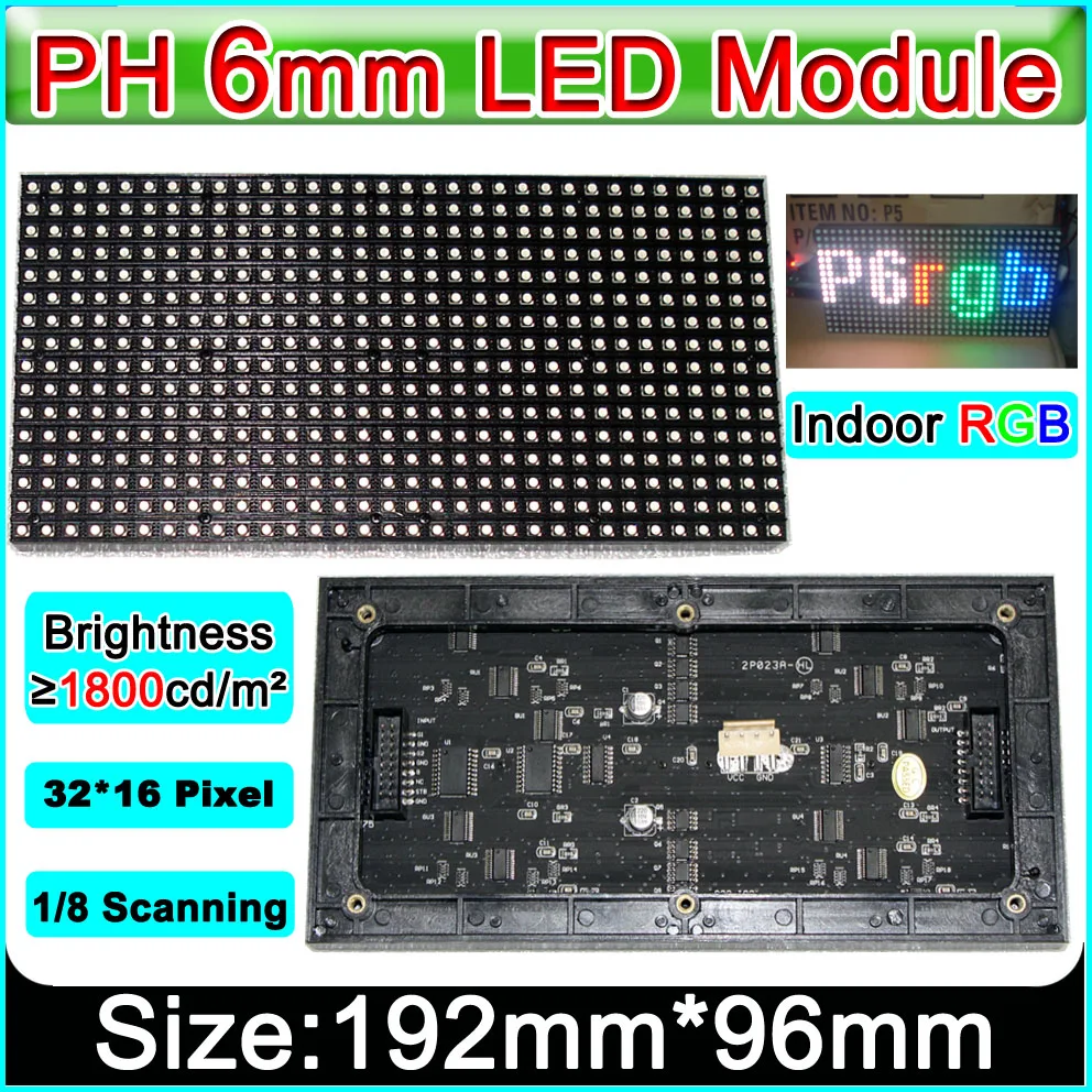 P6 Smd Indoor Full Color Led Display Module, Smd 3in1 Rgb P6 *** Led Display Video Module, constant Rijden 1/8 Scan,192*96Mm