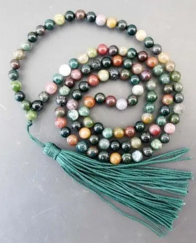 

Beautiful Tibetan Buddhist 108 8mm Jade Prayer Beads Mala Necklace