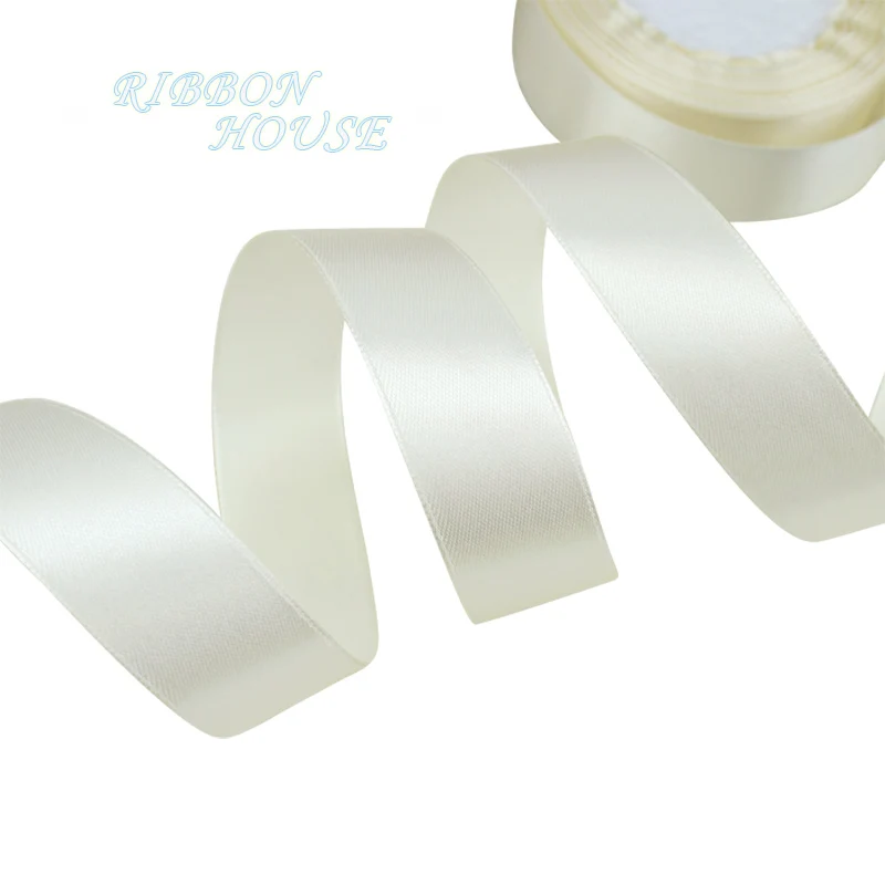 (25 yards/roll) Ivory Single Face Satin Ribbon Wholesale Gift Wrapping Christmas ribbons