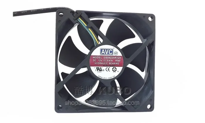 Original AVC 12V  0.41A  9025 92MM 90MM 90*90*25mm  92*92*25mm Cooing fan  For  CPU Cooling Fan DS09225R12H  With PWM 4pin