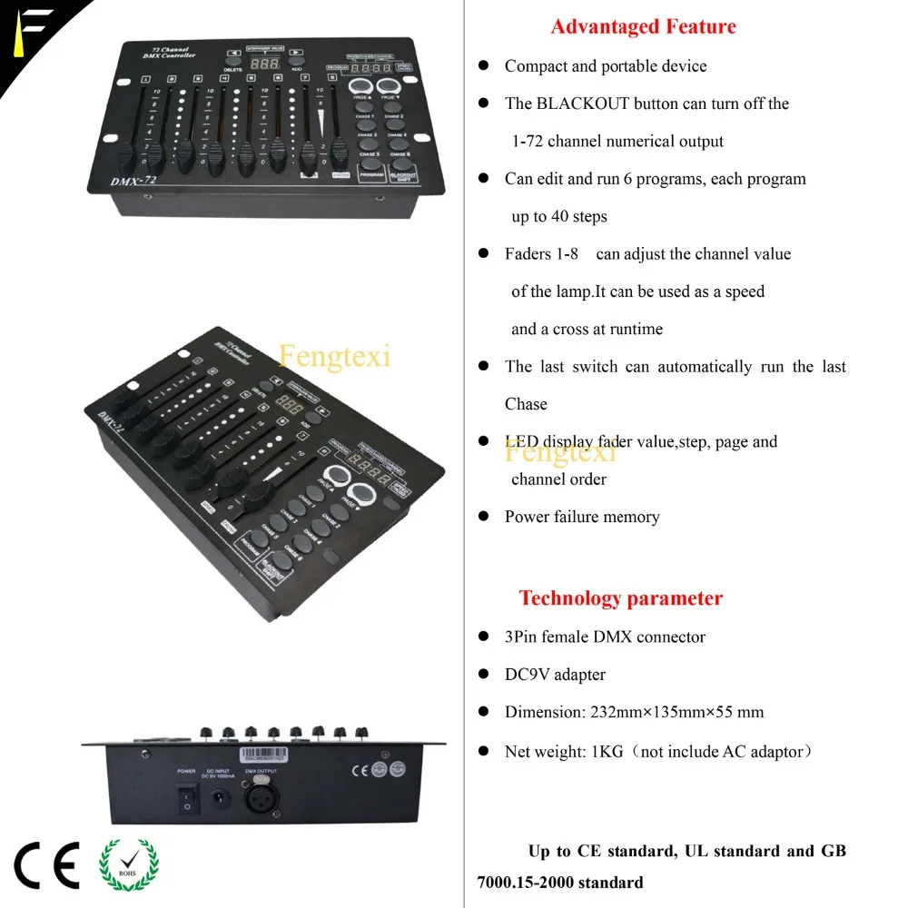 Compact DMX512 72 Channels Controller Board Device Small Club Wedding Stage Lighting Program Dimmer Console 72CH