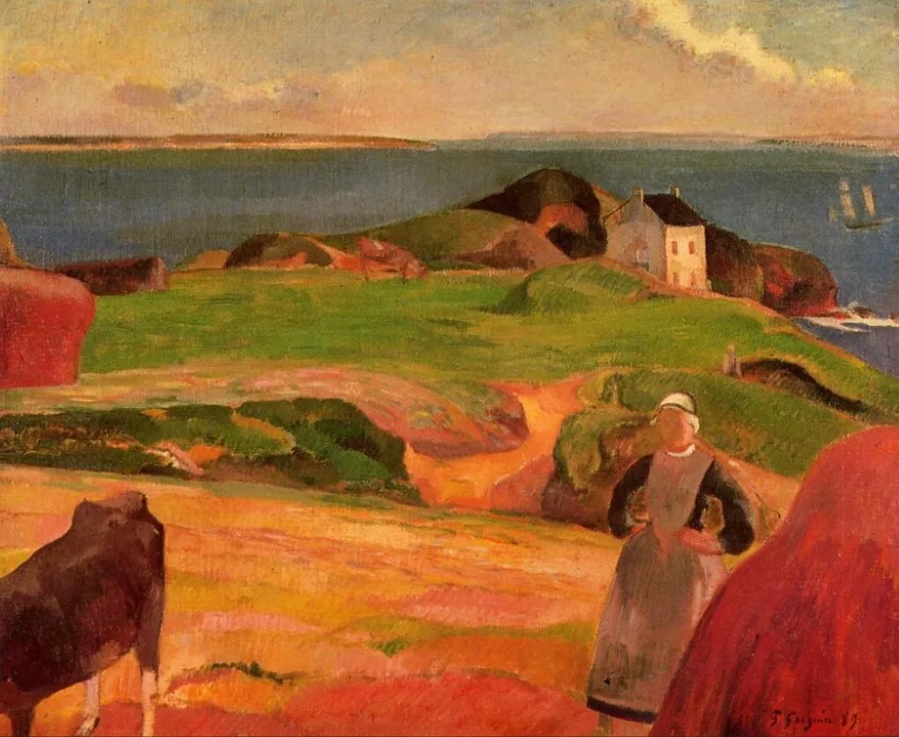 

High quality Oil painting Canvas Reproductions Landscape at Le Pouldu, the isolated house (1889) by Paul Gauguin hand painted