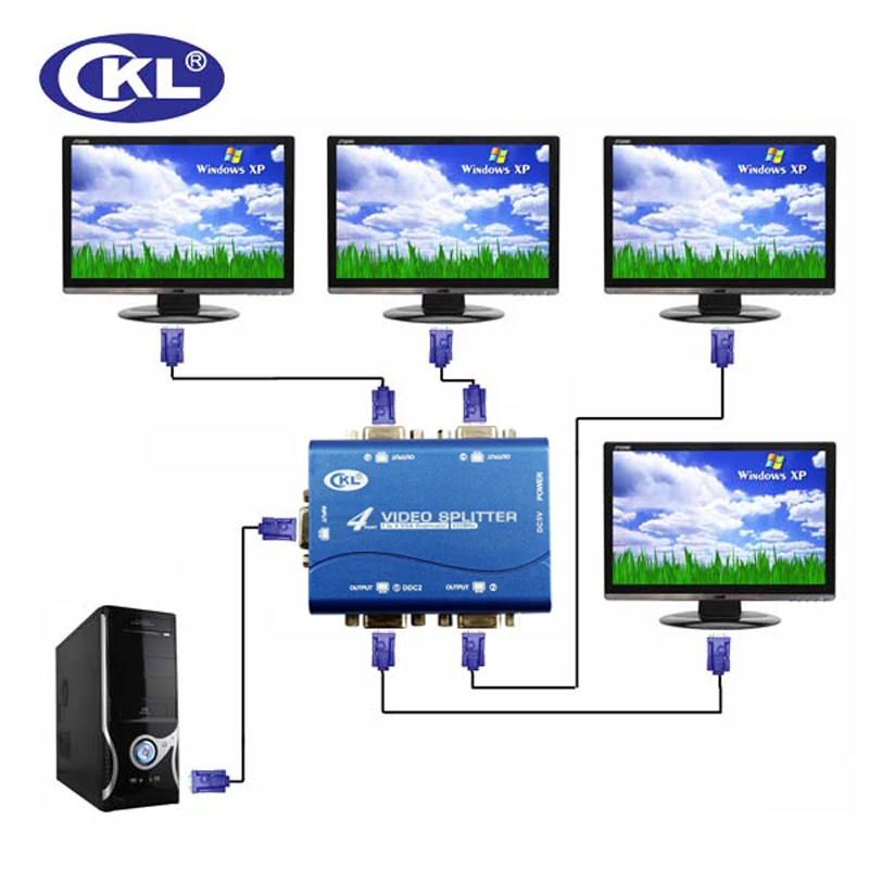 4 منفذ VGA الخائن 1 في 4 من يدعم 450MHz 2048*1536 يدعم DDC ، DDC2 ، DDC2B CKL-1041B