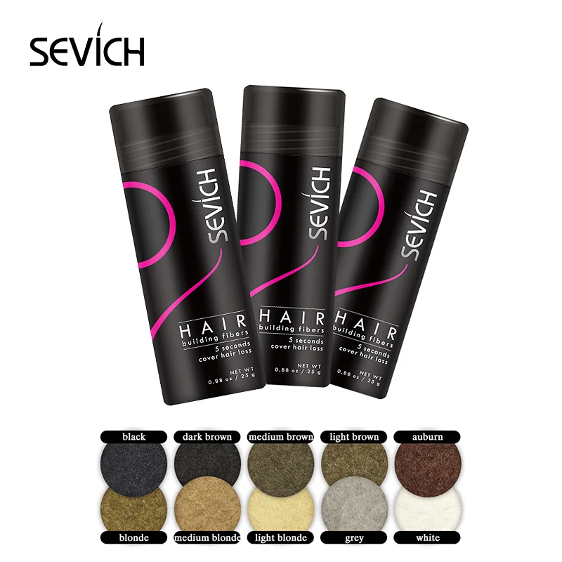 Sevich 25g Hair Loss Treatment Fiber Hair Keratin Thin Loss Concealer Instant Refill Hair Fiber Styling Powder 10colors