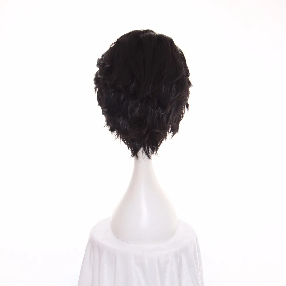 ccutoo 12inch Phoenix Wright Black Short Without Bangs Synthetic Hair Cosplay Wig Heat Resistance Fiber Men\'s Costume Party Wigs