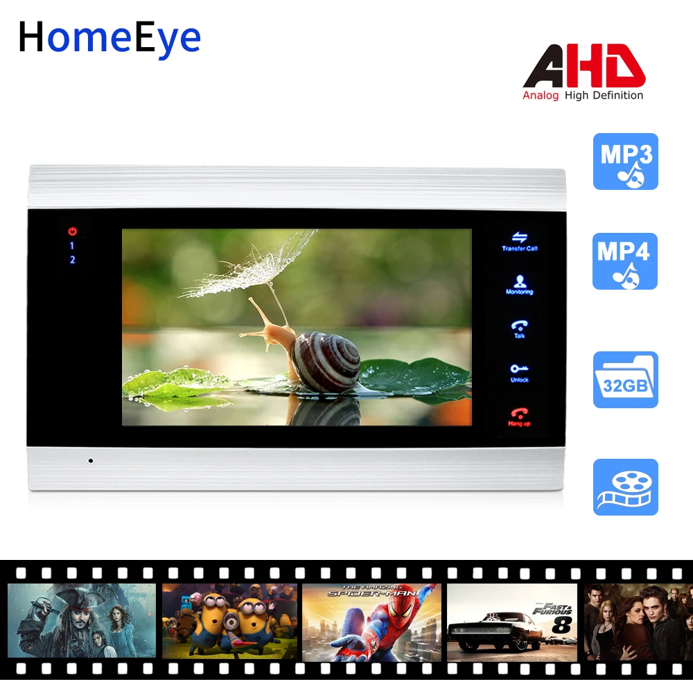 HomeEye 720P AHD Video Tür Telefon Video Intercom Startseite Access Control System Wasserdichte Bewegungs OSD Menü Touch-Taste