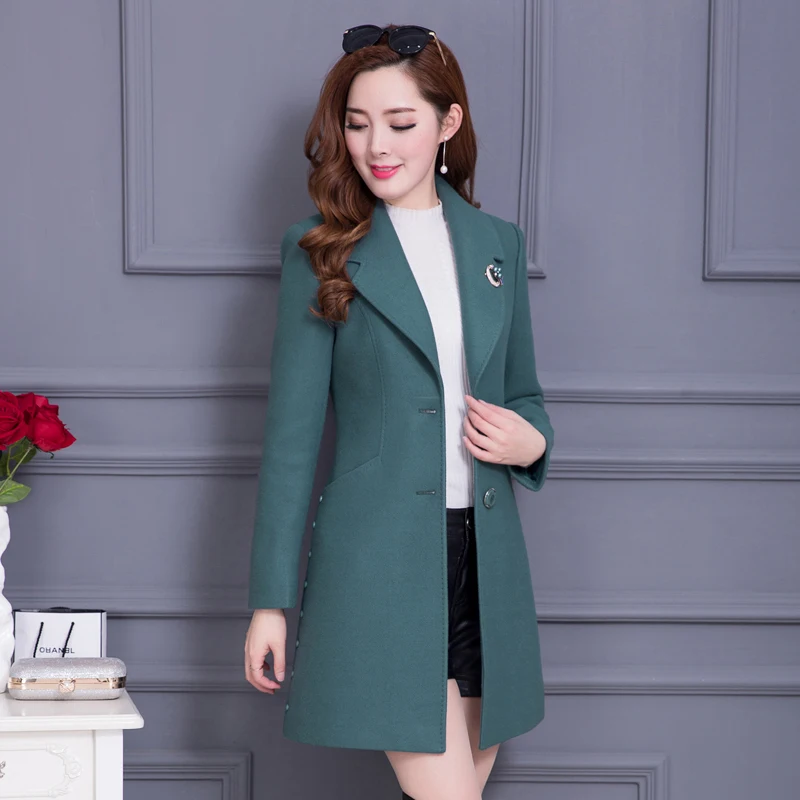 

Autumn and winter new Korean version of the big lapel woolen jacket female long section slim was thin coat coat