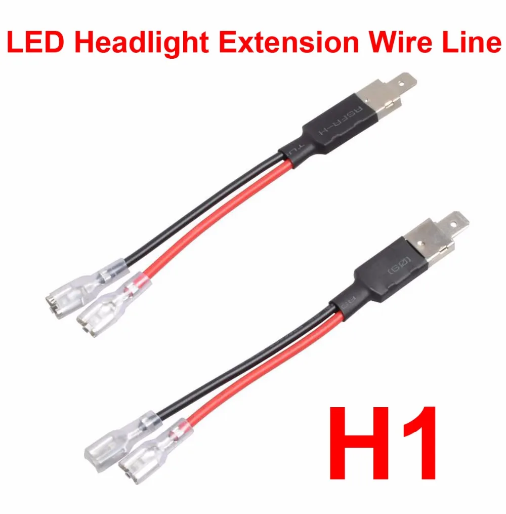 2PCS H1 LED Headlight Single Diode Retrofit Extension Wire 10CM Connecting Line LED Bulbs Lamps Converter Automotive Accessories