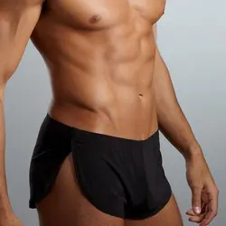 Boxer confortable pour hommes, vêtements de nuit à la mode, sous-vêtements fendus sur le côté, caleçons sexy, caleçons masculins