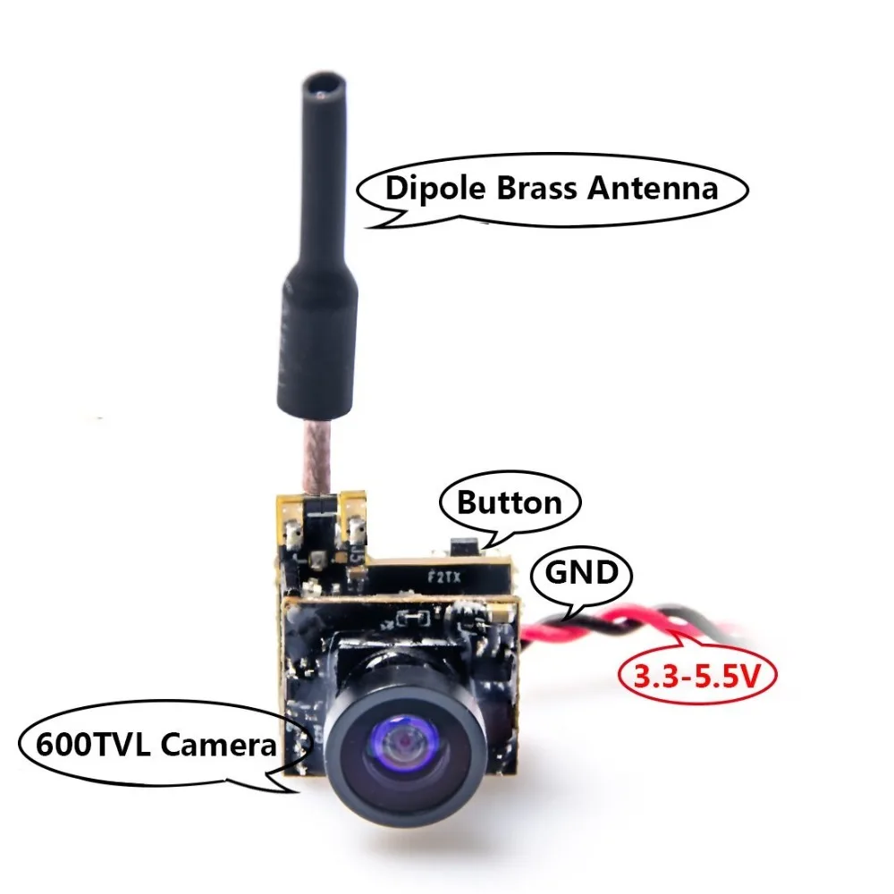 AKK BS2 5.8G 48CH 25mW VTX 600TVL 1/3 Cmos AIO FPV kamera z dipolową mosiężną anteną Combo dla FPV Quadcopter drone