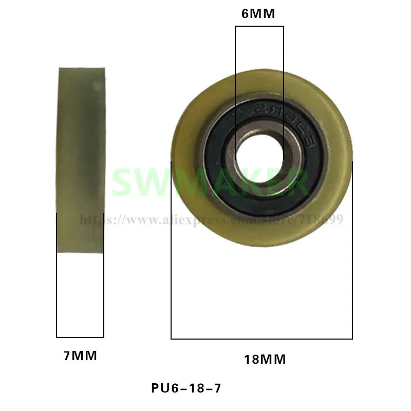 6*18*7mm miniature bearing, small roller, 696 pack rubber bearing,  polyurethane wheel point yarn machine pulley