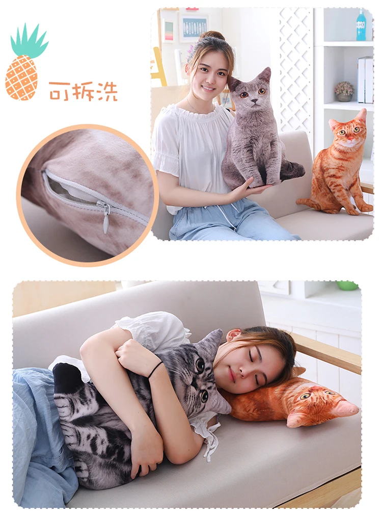 1pc 40cm Simulation Plüsch Katze Kissen Weiche Kuscheltiere Kissen Sofa Decor Cartoon Plüsch Spielzeug für Kinder kinder Geschenk – Detail 4