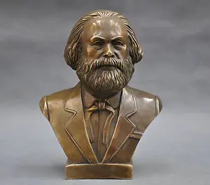 

Old 7'' copper portrait Marx Engels Lenin Stalin Marx Bust BRASS Statue decoration brass factory outlets