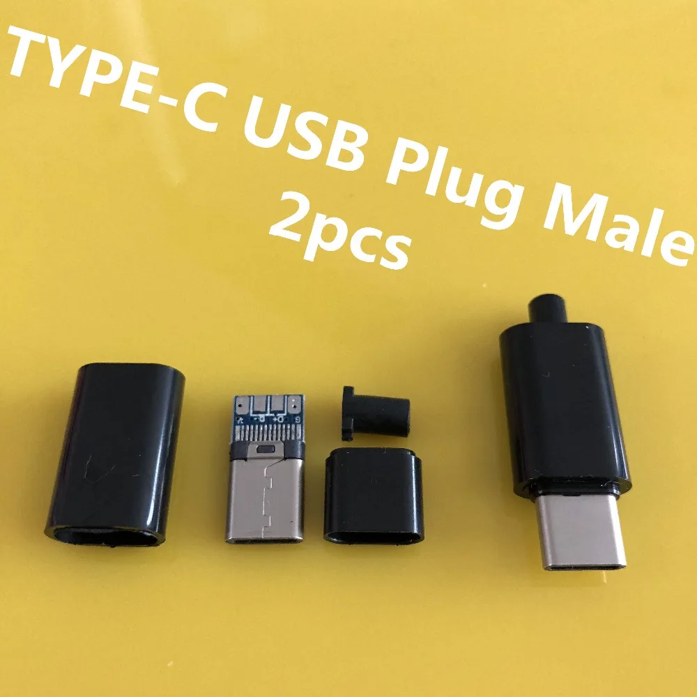 2PCS/LOT YT2156  TYPE-C USB Plug Male connector Black/White  welding Data OTG line interface  DIY data cable accessories