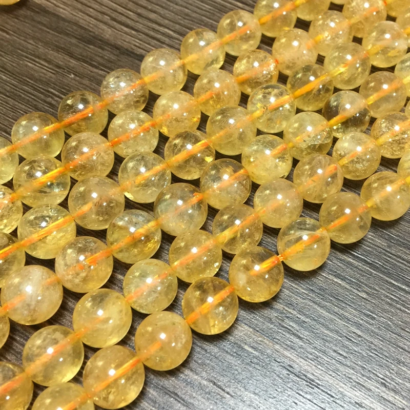 

A+ Natural Stone Yellow Crystal Citrines Round Beads Smooth Spacer Not Glass 6 mm 8 mm 10 mm 12 mm DIY Jewelry Making