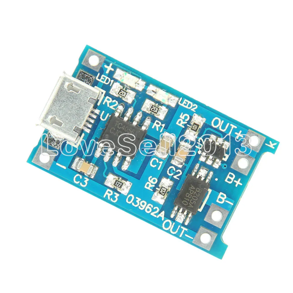 2PCS Automatic Protection! 2PCS Micro USB 5V 1A 18650 TP4056 Lithium Battery Charger Module Charging Board With Dual Functions