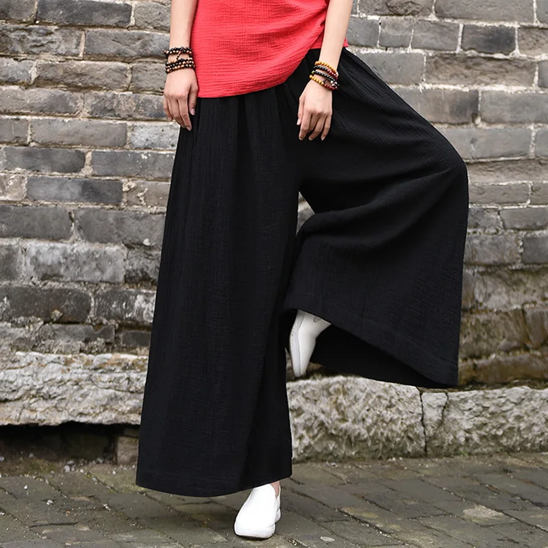 

New arrival cotton and linen women pants comfortable wide leg long pants girls casual loose trousers women pantalones