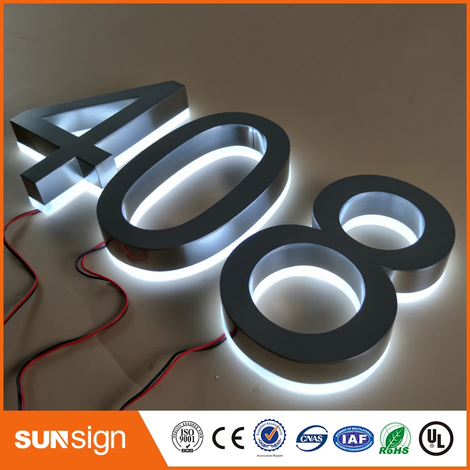 30cm Factory Outlet outdoor metal backlit led surat tanda dan papan akrilik dengan angka atau huruf