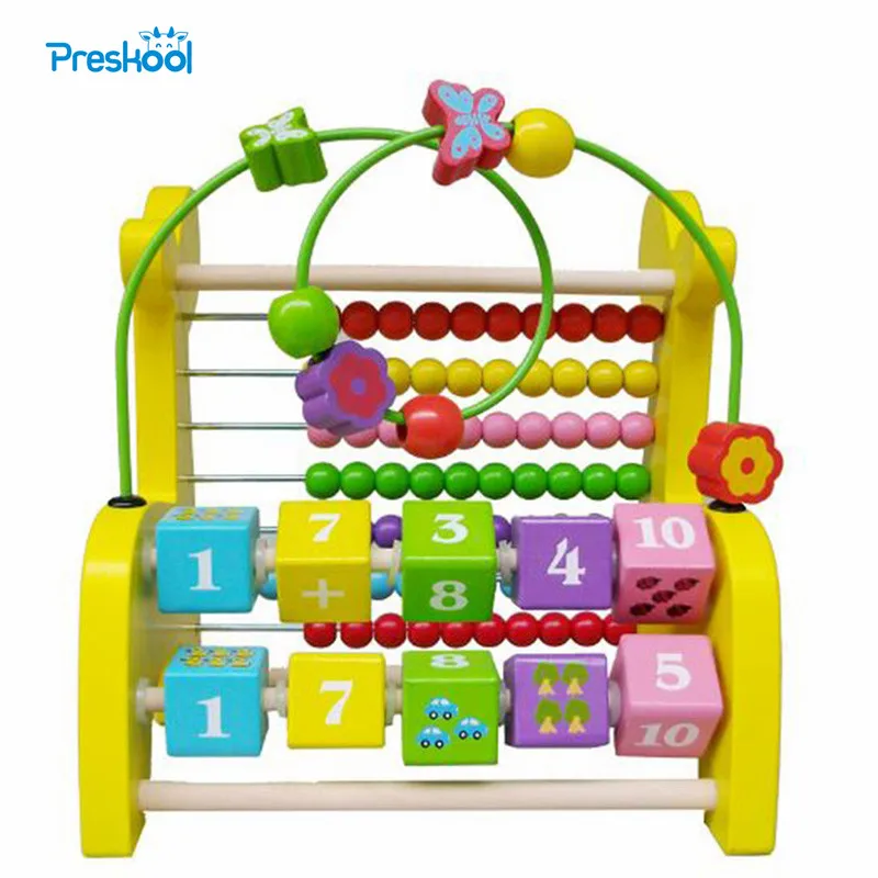 Montessori Kids Wood Cartoon Giraffe Muti-functional Abacus Bead FrameLearning Educational Preschool Training Brinquedos Juguets