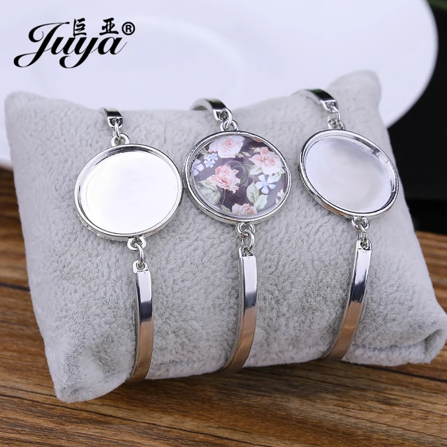 4 sztuk/partia bransoletka Cabochon ze stali nierdzewnej podstawa 20mm ustawienia Cameo bransoletki Bezel Blanks DIY tworzenia biżuterii bransoletki ustalenia