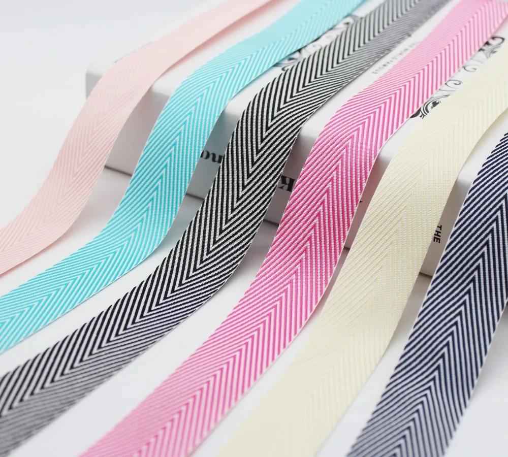 Double Sided Striped Herringbone Chevron Ribbon Woven Tapes 1.5\