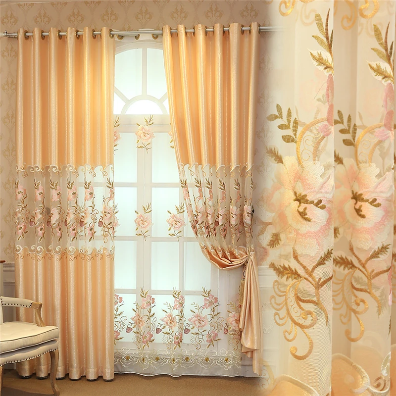 Elegant luxury villa garden embroidered Window curtains for living room bedroom hotel kitchen 4 beautiful luxury curtain colors
