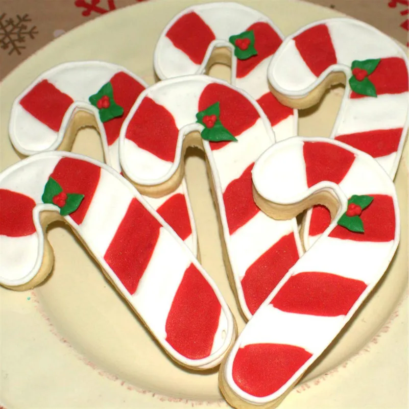 KENIAO Christmas Candy Cane Cookie Cutter - 6.2 x 10.7 CM Winter Biscuit Fondant Pastry Bread Sandwich Mold- Stainless Steel