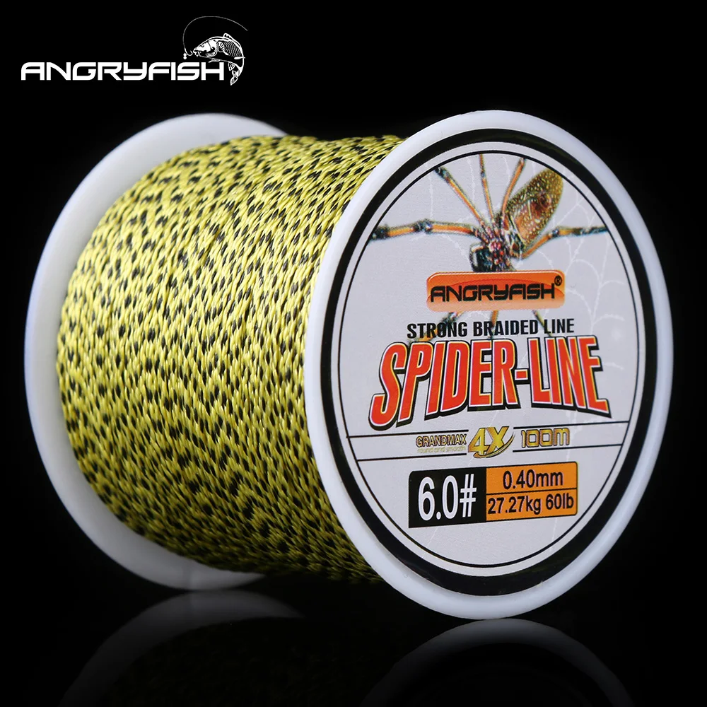 Angryfish Spider-Line Series 100m/300m/500m PE Braided Fishing Line Camouflag 4 Strands 10- 60LB Multifilament Fishing Line