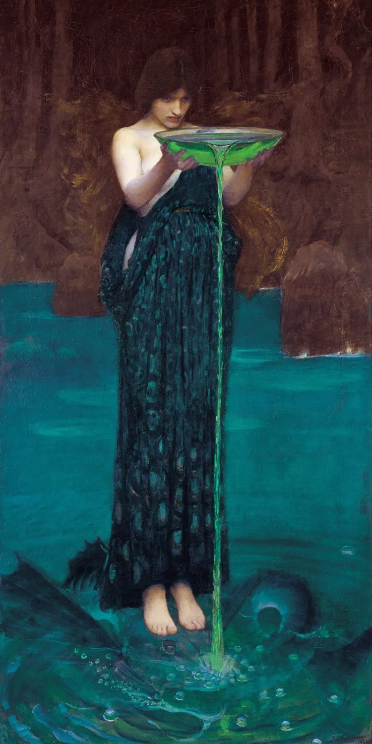 Neo Classical figurative painting canvas portrait poster beauty picture giant picture Circe Invidiosa By John William Waterhouse