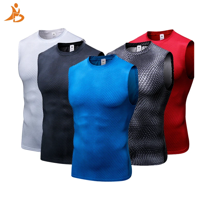 2018 High Elastic Men's Compression Tights Gym Tank Top Quick Dry Sleeveless Sport Shirt Mens Vest Sport Tee Cool Running Vest