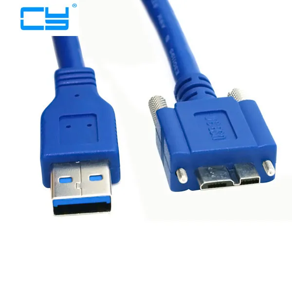 USB 3.0 to Micro B USB 3.0 Data Transfer interface Industrial Camera Cable with locking Screw Holes 1m meters 100cm 3FT 0.6M