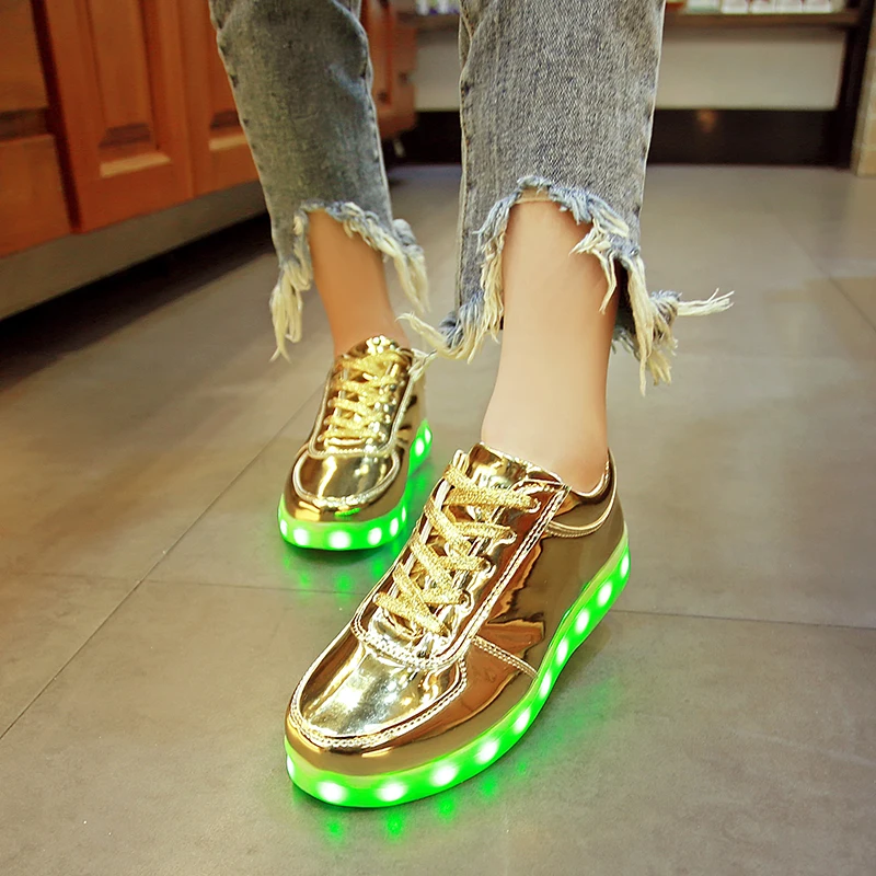 RayZing Gold Led Shoes Unisex size 35-44 Fashion Light Men high-quality casual Shoes tenis Shoes Outdoor travel dance Led