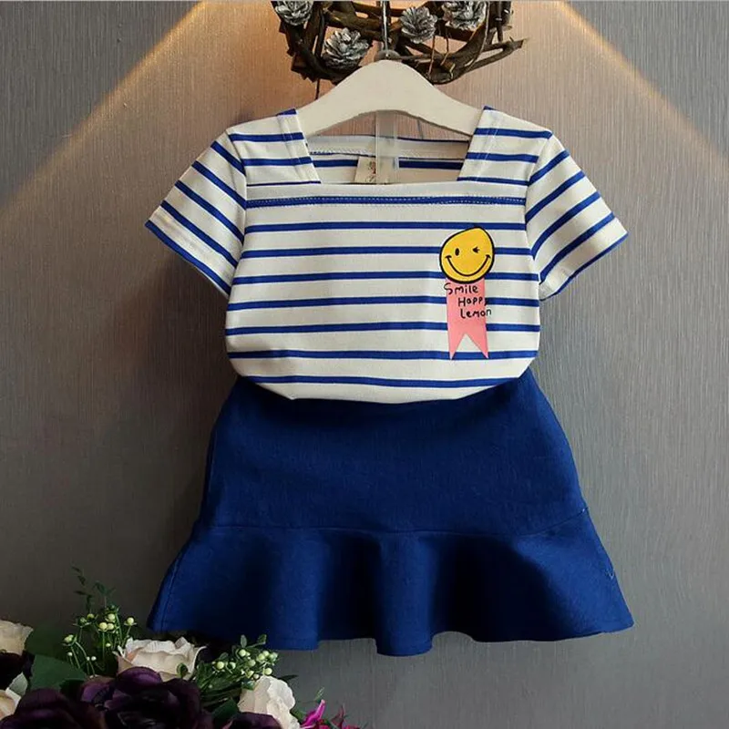 Girls Clothing Sets 2021 New Arrival Summer Kids Clothing Sets Children two pcs set T-shirt and denim skirt clothing for 2T-6T