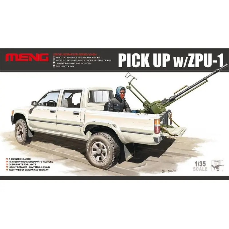 Meng Model VS-001 1/35 Pickup w/Zpu-1 - Scale Model Kit