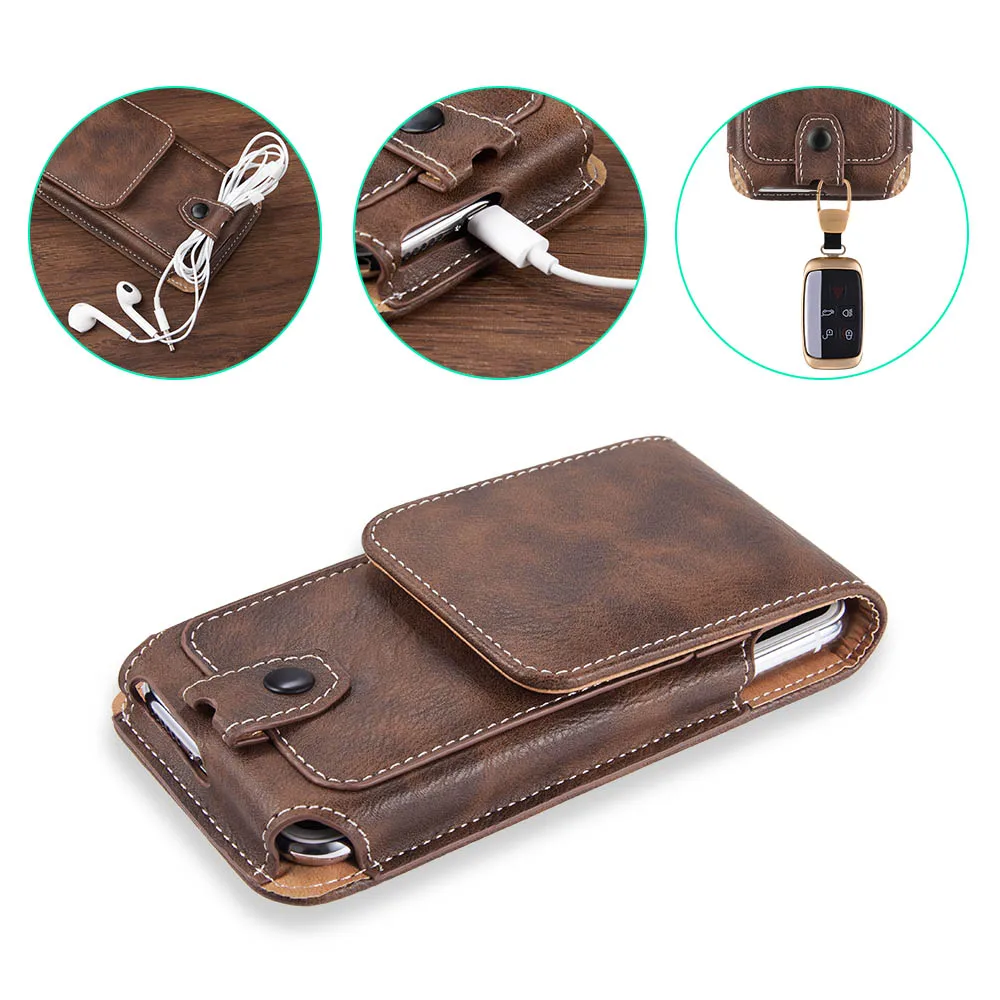 Classical Pouch Leather phone Case for iPhone 11Pro Max XS 7 8 Waist Bag Magnetic Holster Belt Clip Phone Cover for redmi 5Plus