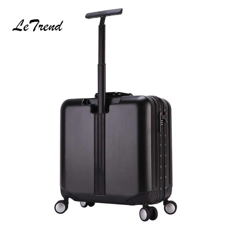 LeTrend Aluminium Frame Rose Gold Rolling Luggage Spinner Trolley Travel Bag 18 inch Women Men Cabin Suitcases Wheels Trunk